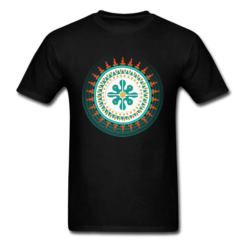 Tibetan Boho Top T-shirts Leisure Short Sleeve High Quality Round Collar 100% Cotton Tops Shirts T Shirt for Men Summer Tibetan Boho black