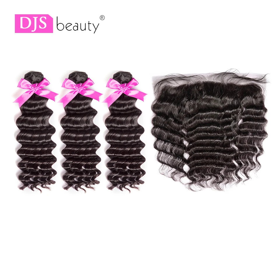 8A DJS beauty Hair бразильские виргинские волосы 3 шт. натуральные волнистые пучки с 13*4 синтетический фронтальный натуральный цвет бесплатная