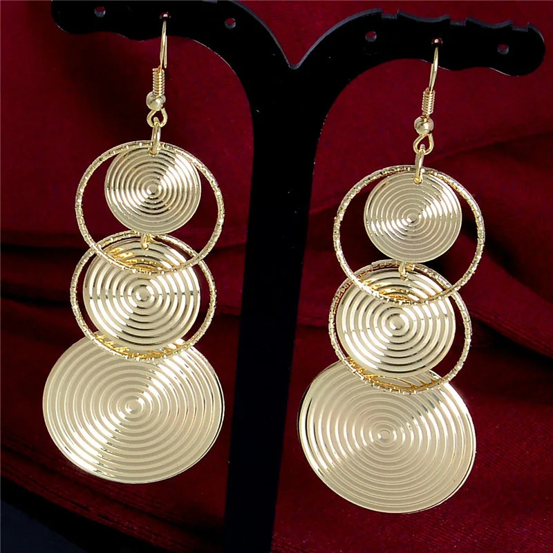 

SHUANGR New Arrival Round Drop Earrings Pendientes Mujer Jewelry Spiral Pattern Earrings For Women Gold Color Bijoux Jewelry