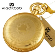 VIGOROSO Высокое качество золото полная сталь змея брелок цепь Механические карманные часы ручной обмотки старинные римские часы для мужчин подарки