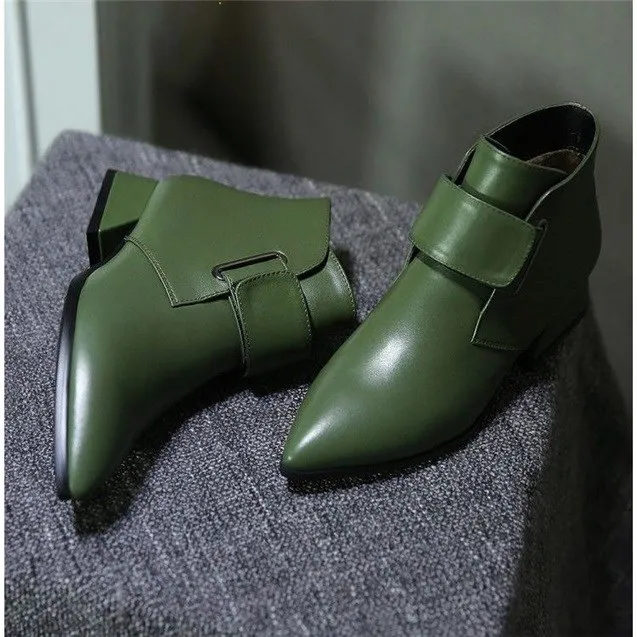 Cena , Ręcznie robione, damskie gruby obcas buty Pointed Toe Soft biustonosze, staniki, każdy rozmiar na co dzień Retro buty jesienią i zimą pojedyncze zielone wysokie obcasy buty