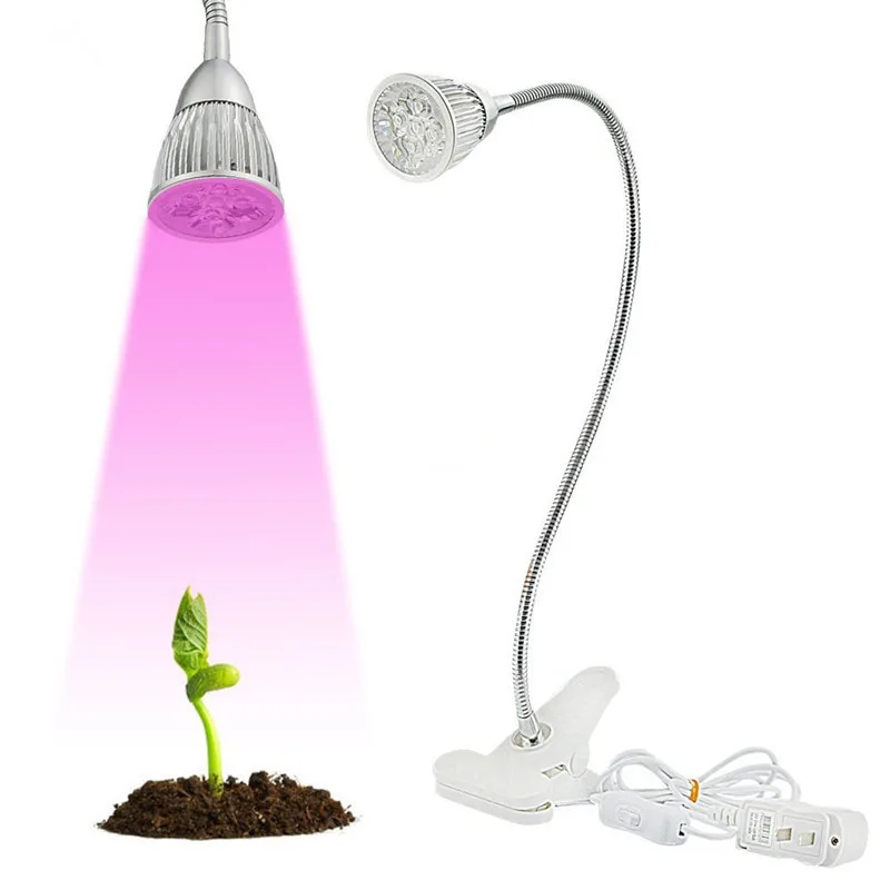15W Clip Hydroponic Plant Growing Lights with Power Switch Flexible