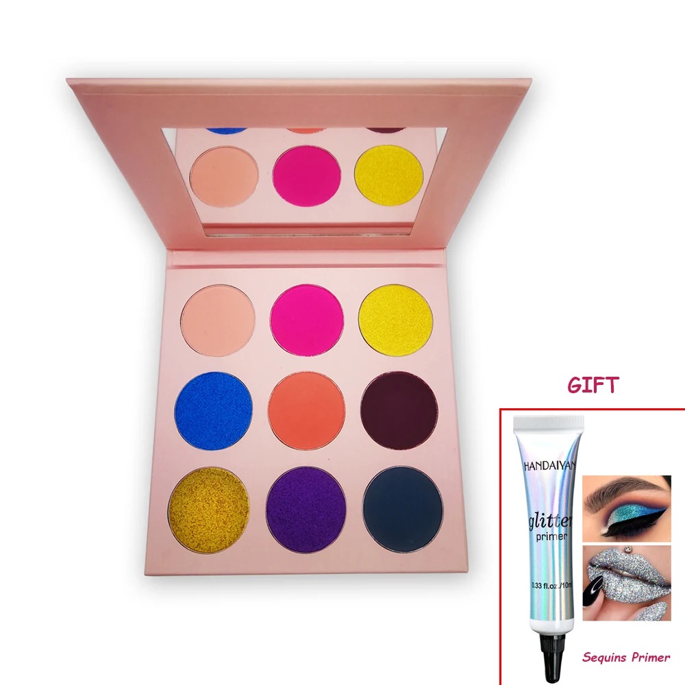 

Shimmer Glitter Eyeshadow Palette Matte Pigment Eye shadow Loose Powder 9 Colors Blendable make up palette sombras de ojos