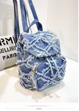2016 neue marke lässige denim-tasche mit gürtel frauen umhängetasche jeans rucksack reisetaschen frauen rucksack hochwertige taschen
