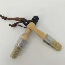 2 шт. в 1 деревянная круглая ручка плоская Мел щетка для воска для покраски мебели покрывает все поверхности с легким подвесом кожаный ремешок