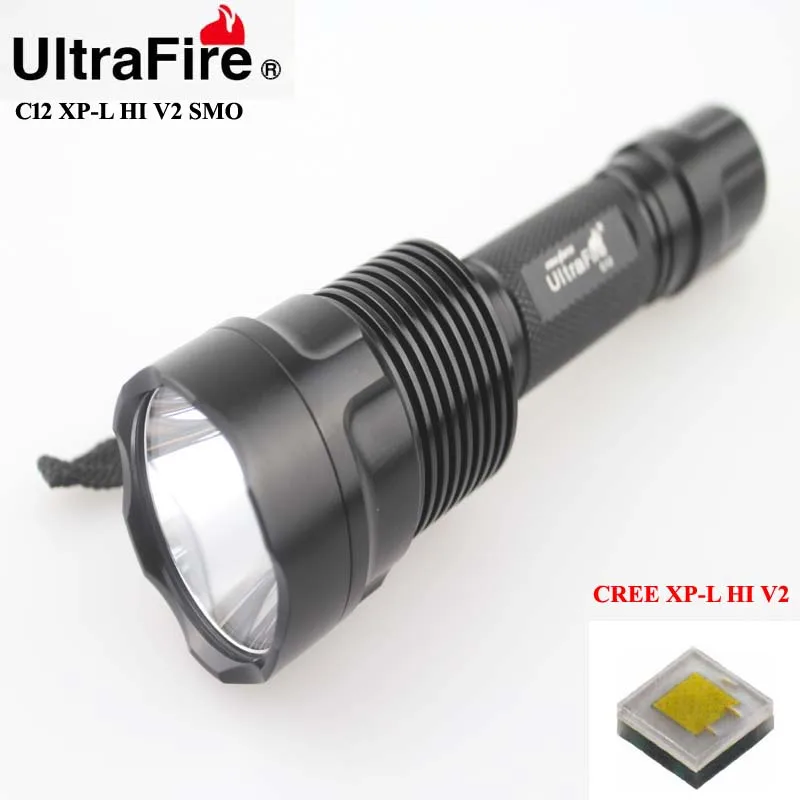 

U-F C12 CREE XP-L HI V2 1600lm Cool White Light 5-Mode SMO LED Flashlight (1 x 18650)