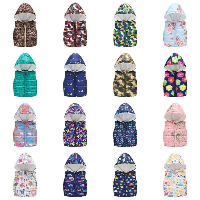 Meninas do Bebê sem Mangas Colete com Capuz de lã Jaqueta e Meninos Impressão dos Desenhos Roupas de Cashmere Liligirl Animados Tops Brasão Crianças Outwear 32 Cor 18 Mamãe e Bebê