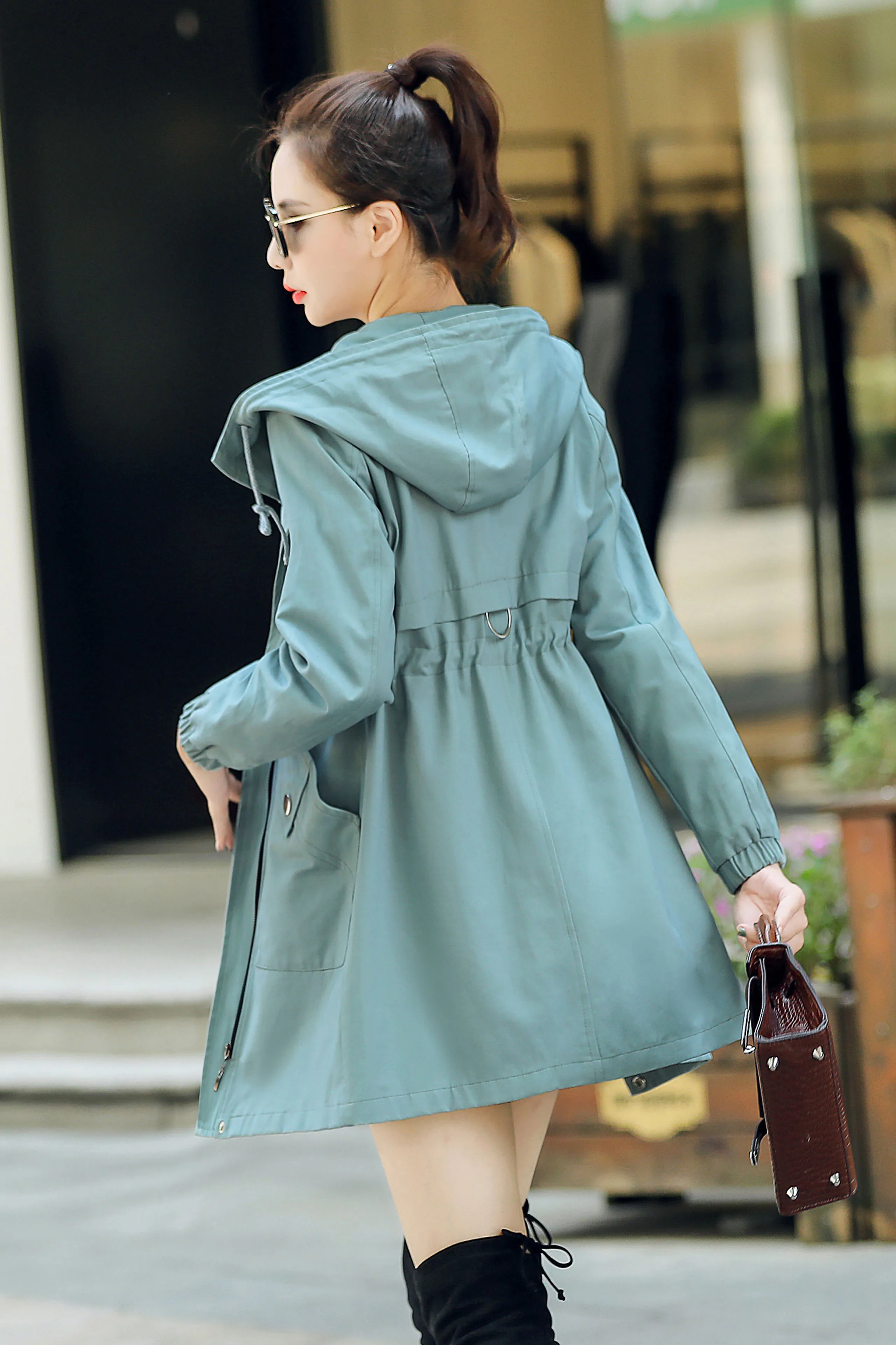 С капюшоном Элегантные женские пальто Весна Осень Новая мода ветровка пальто тонкий большой размер хлопок женские пальто