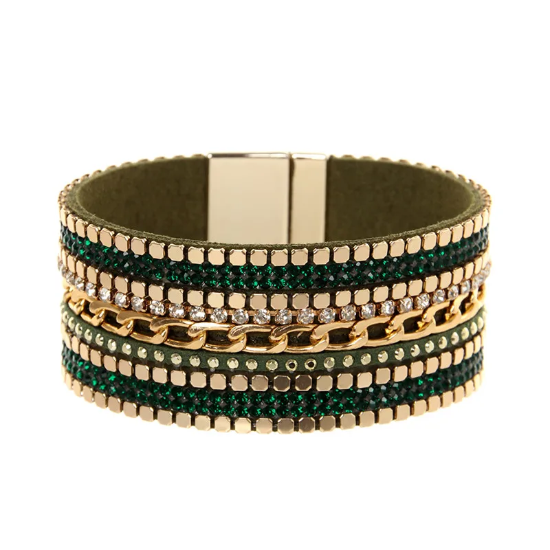 

ORNAPEADIA Summer New Hot Bohemia bracelet Magazine big brand light luxury chain gem Leather Bangles for women gift wholesales