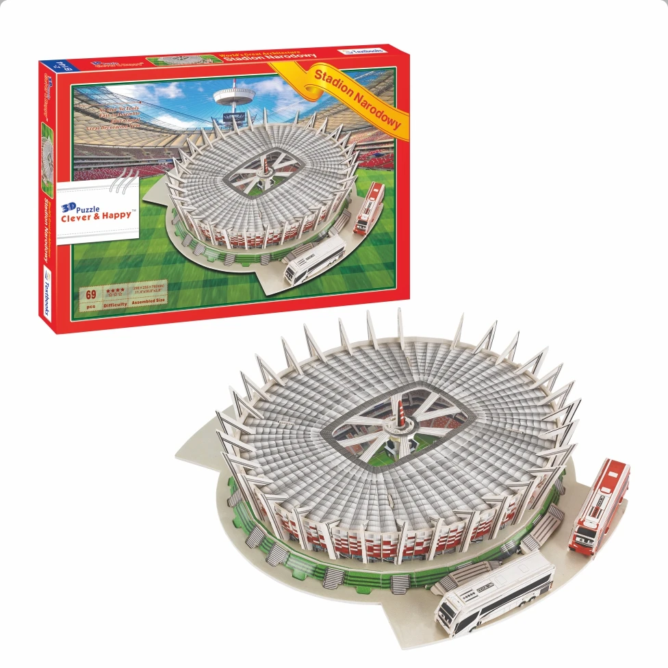 

Clever&Happy 3d puzzle model Stadion Narodowy F.C souvenir Buliding model Warsaw Stadium paper material toys for children gifts