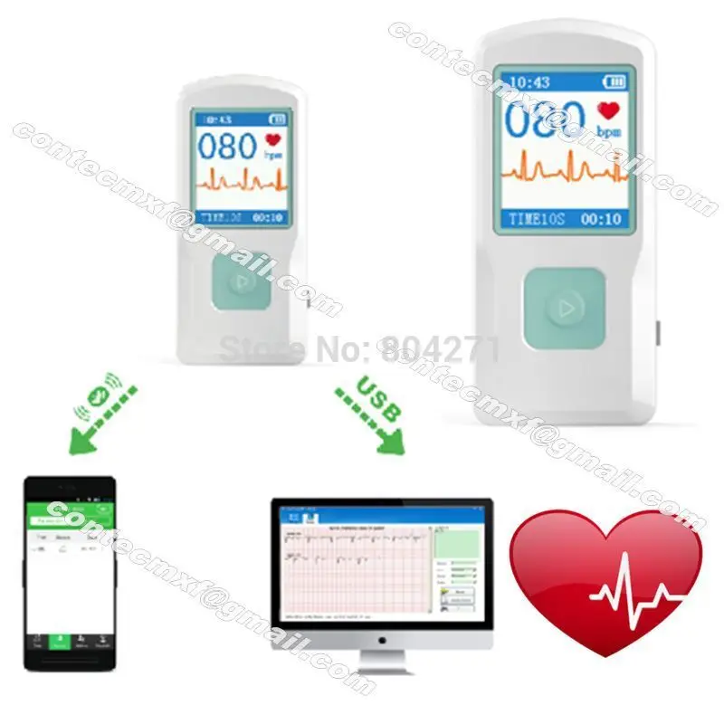 Портативный ЭКГ монитор для семьи, 1,77 цвет TFT-LCD Bluetooth аккумуляторная Быстрый ЭКГ здоровье и гигиена бытовое медицинское оборудование