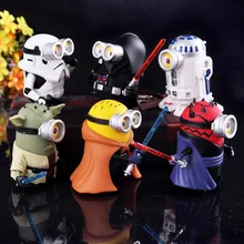 10cm 6pcs lot Minions Cosplay star wars Yoda Darth Maul Skywalker Black warrior Action Figures Doll