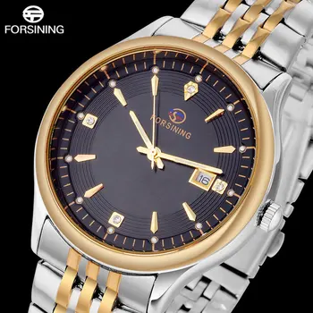 

FORSINING classic watch men quartz business watches auto date gold steel strap waterproof fashion casual clock relogio masculino