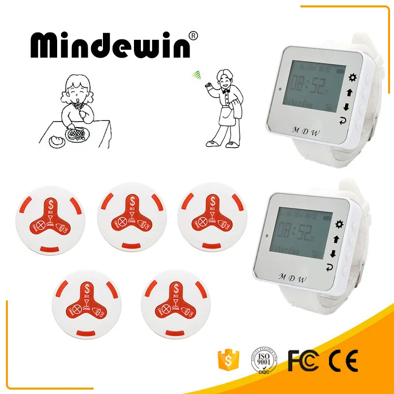 Беспроводная пейджерная система Mindewin 2 наручных часы телефон с 8 цветными