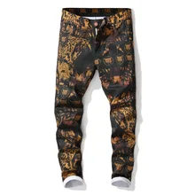 Хорошее качество Европейская и американская мода цифровая печать ночной клуб Горячие Брюки мужские уличные хип хоп винтажные брюки A5628
