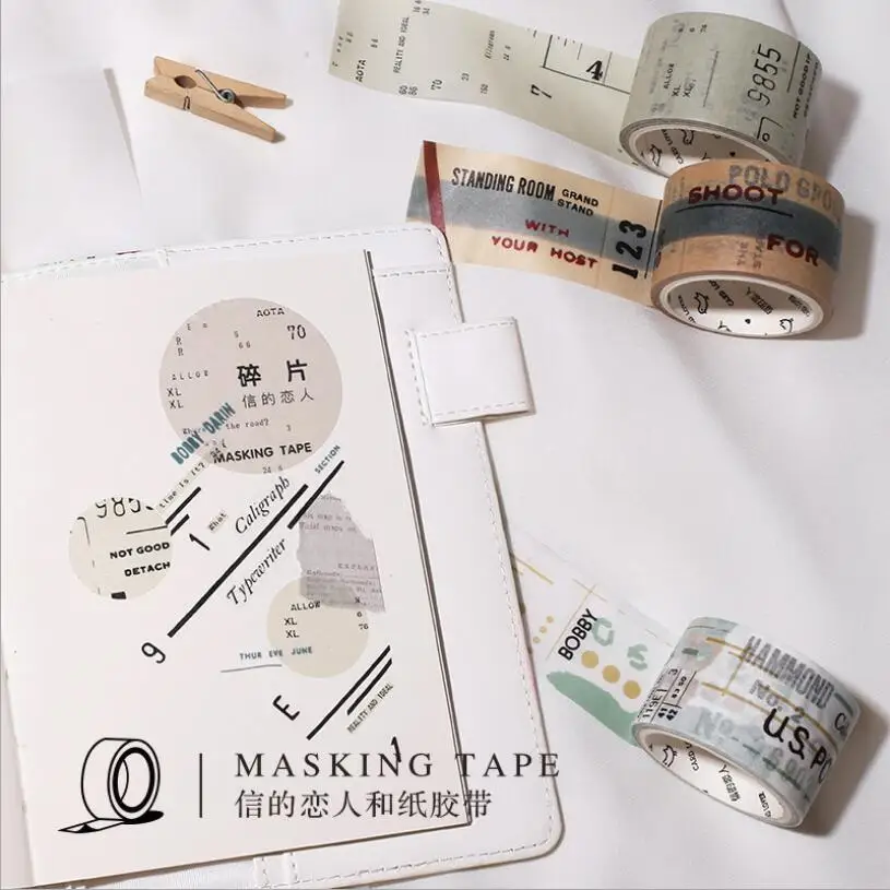 30mm*7m Traveller Collage Series Washi Tape Adhesive Tape DIY Scrapbooking Sticker Label Masking Tape Student Stationery Gift