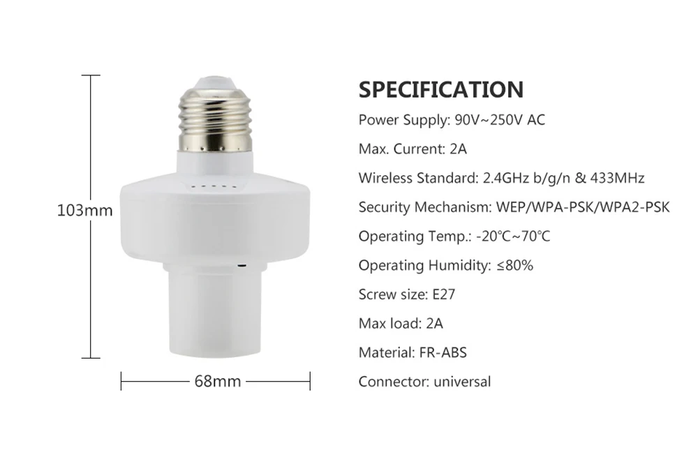 Sonoff Slampher RF 433 mhz беспроводной светильник патрон E27 Модуль Автоматизации умного дома работы(без дистанционного управления