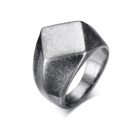 Ring for Men Stainless Steel Quadrangle Flat Top Square Mens Jewellery