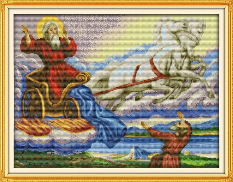 

Santa Claus carriage Counted 11CT Printed 14CT DMC Cross Stitch Set DIY Chinese Cotton Cross-stitch Kit Embroidery Needlework