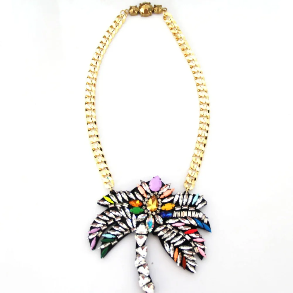 Handmade Crystal Tree Shourouk Necklace Copper Chain Jewelry Women Trendy High Quality Satement necklace SN04 | Украшения и