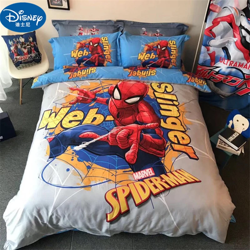Spider Man Children Bedding Set Soft Cartoon Mickey Quilt Cover