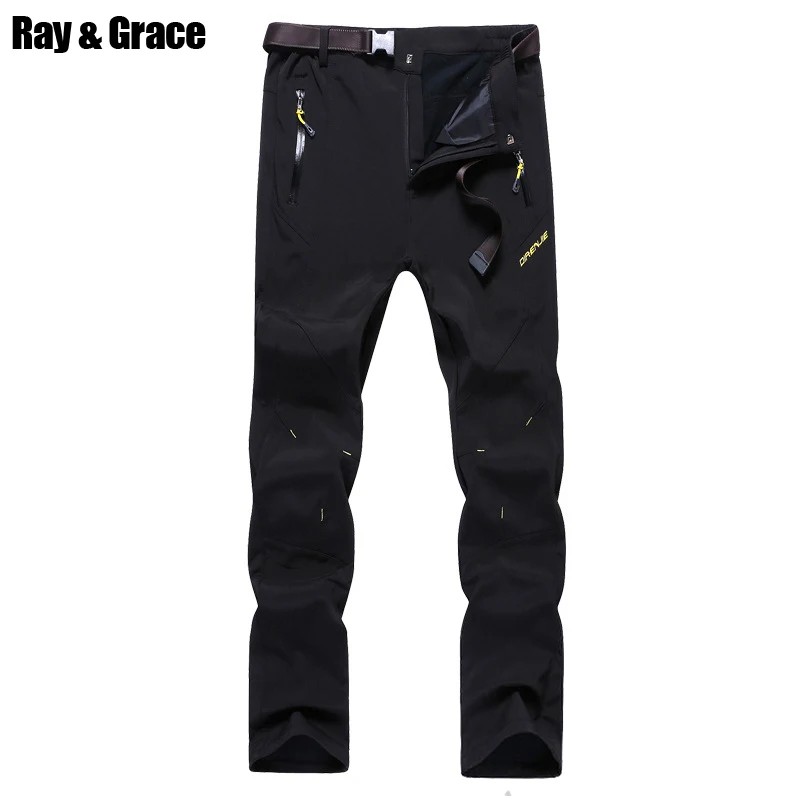 

RAY GRACE Winter Softshell Pants Men Outdoor Trekking Hiking Camping Waterproof Hunting Fishing Thermal Trousers Male Pantalon