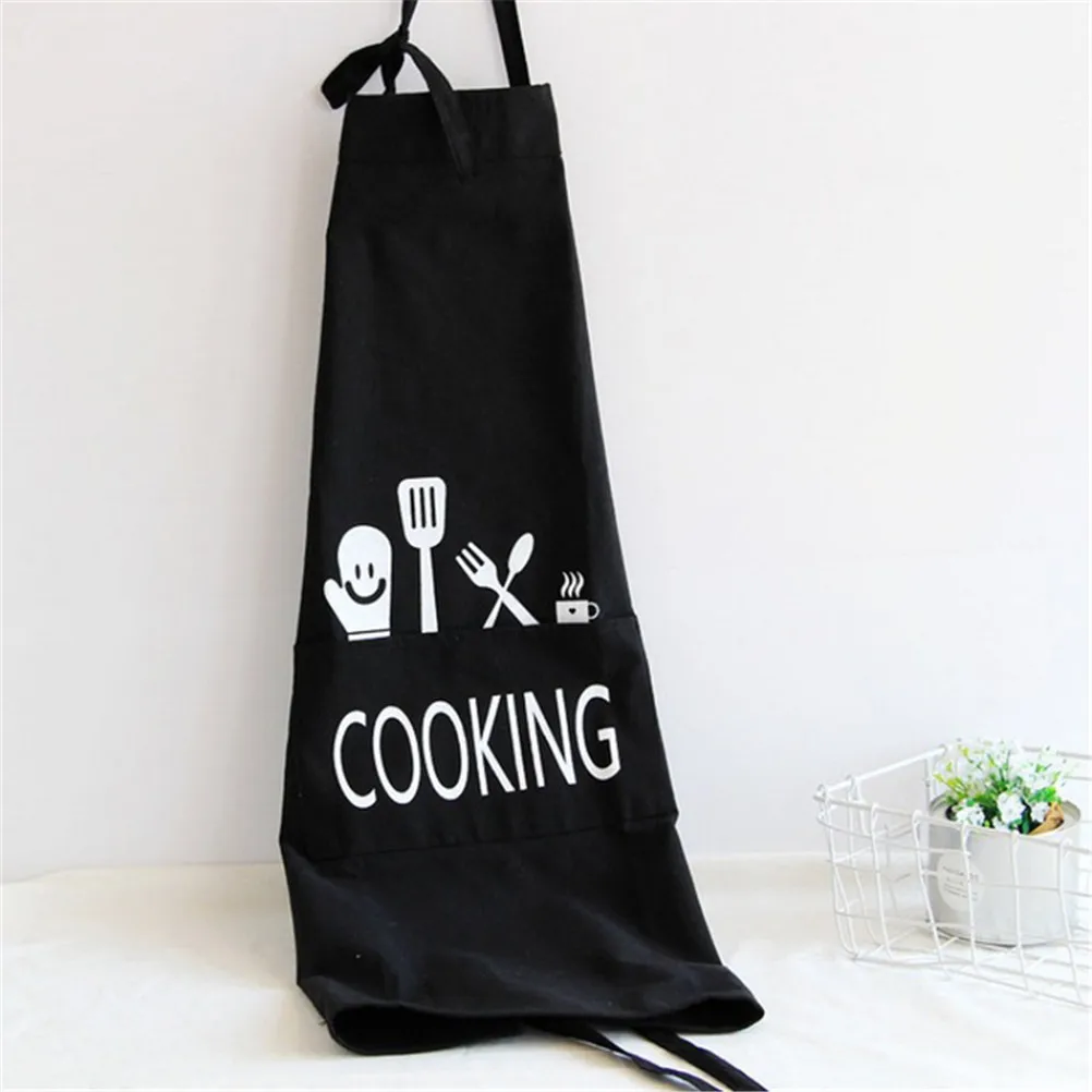 Ajustable patrón de impresión Delantal cocinero Cocina Delantal con bolsillos poliéster Halter babero Delantal Cocina para hombre mujer