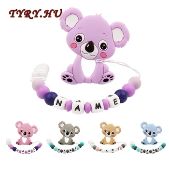 

1Pc Custom Baby Name Pacifier Chain&Koala Teether BPA FREE for Baby Teething Pendant Toy Gift Food Grade Silicone Beads