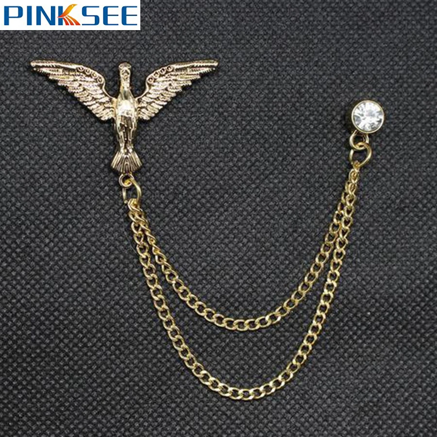 Sunny Home Mens Floral Golden Flower Lapel Stick Brooch Pin for Suit