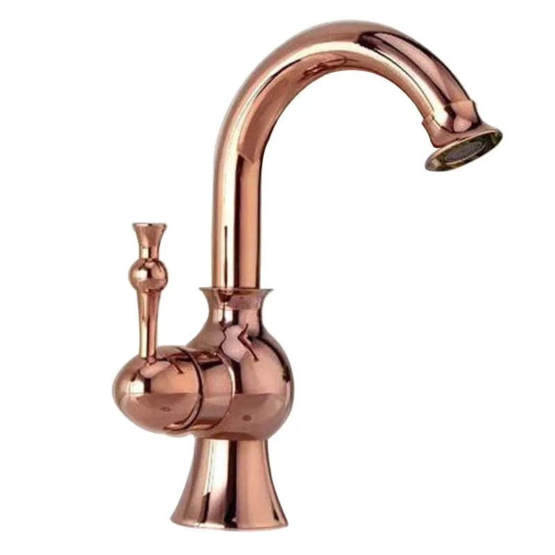 

Free Shipping Royal Rose Gold Rotatable Bathroom Faucet Swivel Curved Gold Plated Basin Sink Mixer Tap TL112