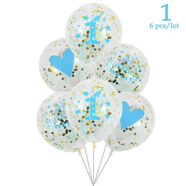 6 pcs/lot girl boy kids birthday ballons 1 2 3 4 5 6 7 8 9 years old