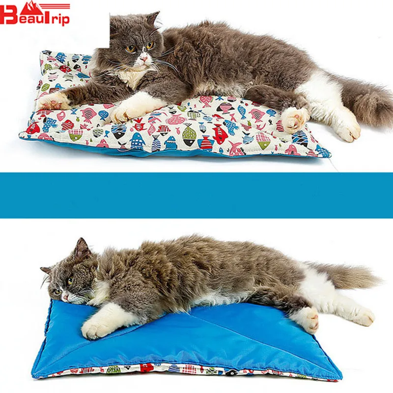 Small Pet Cushion Pillow Bed Cat Canvas Mat Sleep Rest Summer Winter