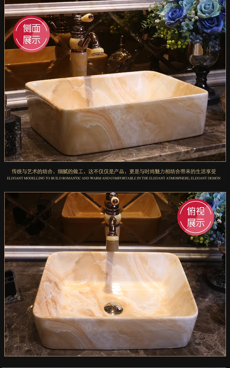Gray Rectangular Porcelain Art Bathroom Sink Lavabo Washbasin Sink bathroom shampoo sink art wash basin (11)