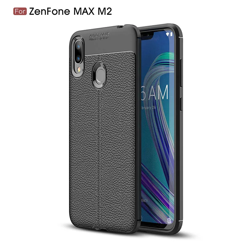 

Litchi silicone case carcasa for Asus Zenfone Max m2 ZB633KL cases funda hoesje copy leather tpu cover coque etui kryt tok