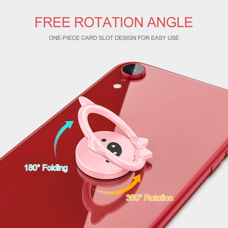 Universal Plating Magnetic Ring Bracket Car Cute Pig Mobile Phone Bracket Buckle 360 Degrees Free Rotation for IPhone Samsung