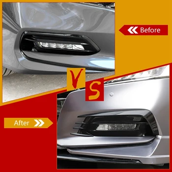

Fit For Honda Accord 2018-2019 Bright Black Front Fog Lights Lamp Eyebrow Cover Trim
