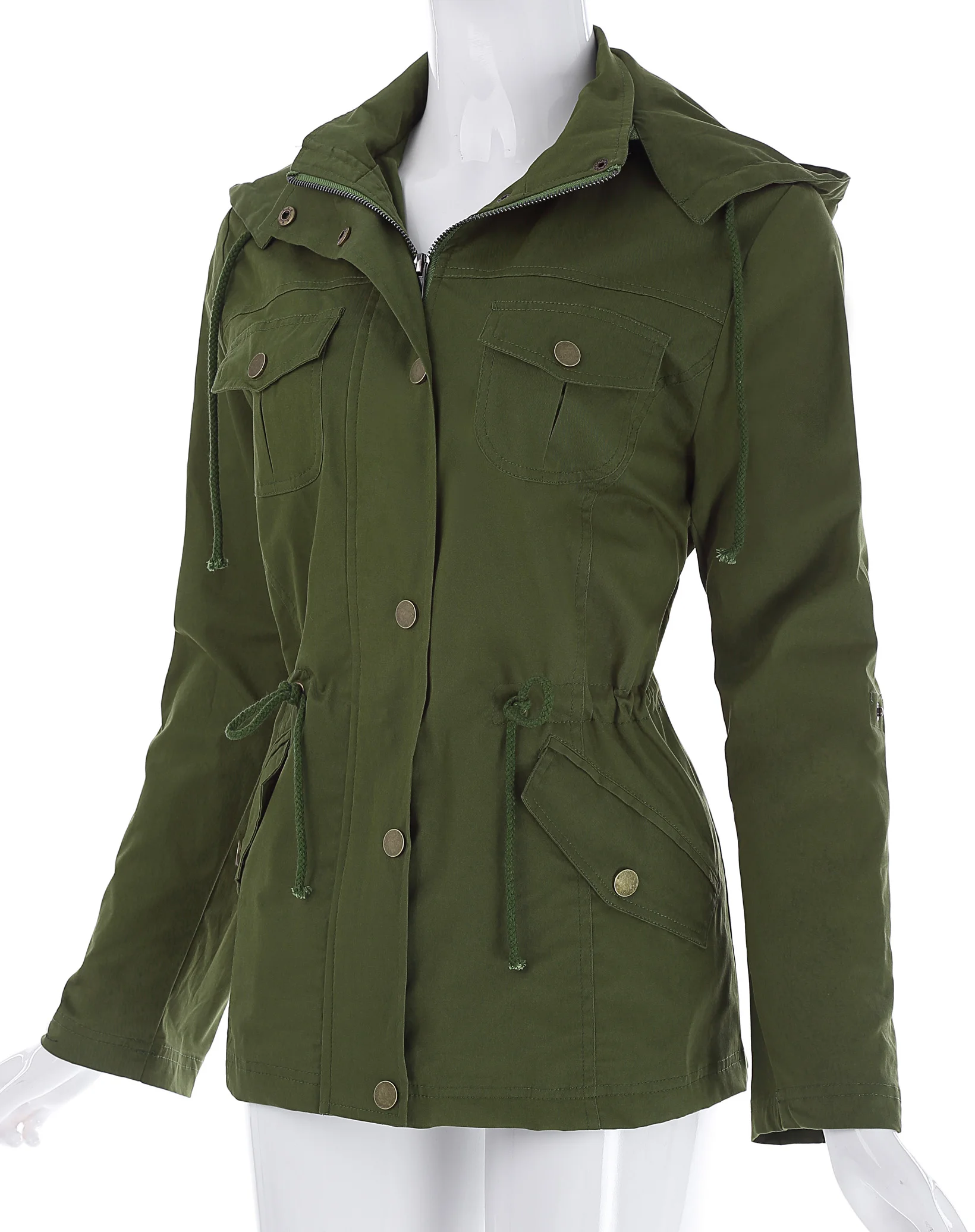Black Printemps Safari army Militaire À Green Vert Survêtement Tops D'armée Kk Femmes Manteau Vêtements Capuche Veste Punk Streetwear Coton Automne Rock zacqxUw