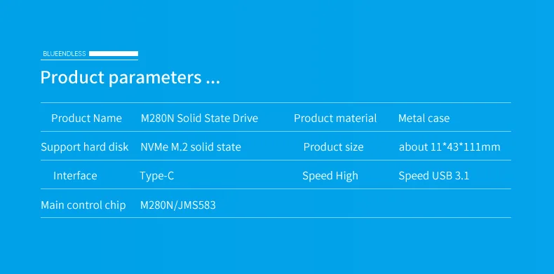 Blueendless PCle NVME M.2 портативный корпус для жесткого диска ssd type c usb 3,0 msata жесткий диск Корпус черный алюминиевый hdd caddy