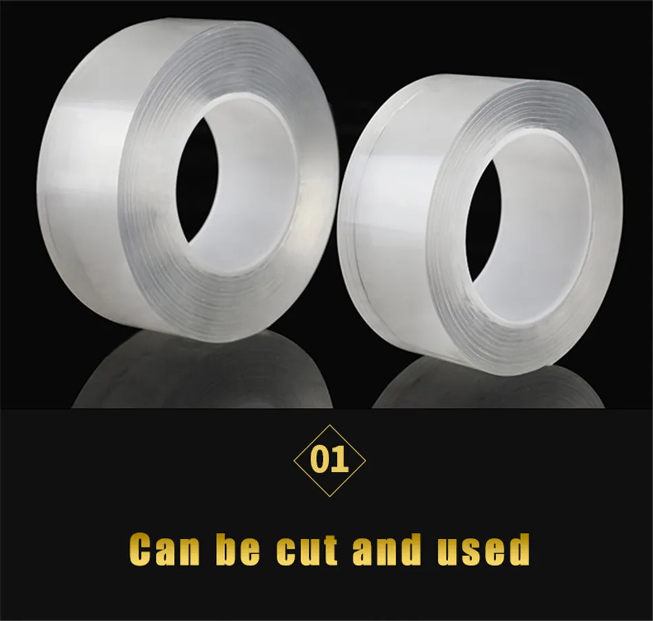 Multifunctional Double Sided Tape Nano Transparent Acrylic Magic Tape Cleaner Reuse Waterproof Adhesive Tape Bathroom Accessorie