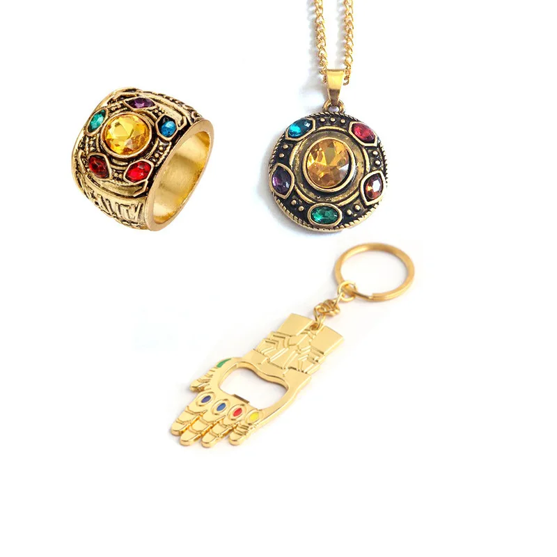 

Avengers Infinity War Key chain Infinity Gauntlet Power key chain Cosplay Alloy Ring Jewelry Metal Necklace Pendant Key Chain