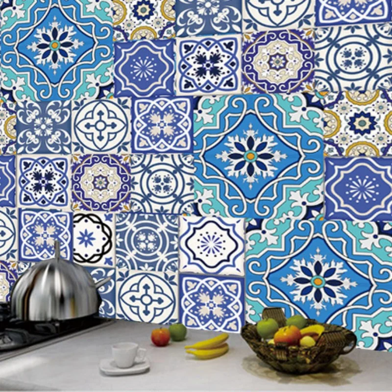

20pc/set DIY Retro Mosaic Wall Stickers Ceiling Kitchen Bathroom Toilet Waterproof PVC Square Wallpaper Wall Stickers Room Decor