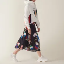 Весна Новая мода Винтаж Стиль ретро печати для женщин длинные плиссированные юбки для