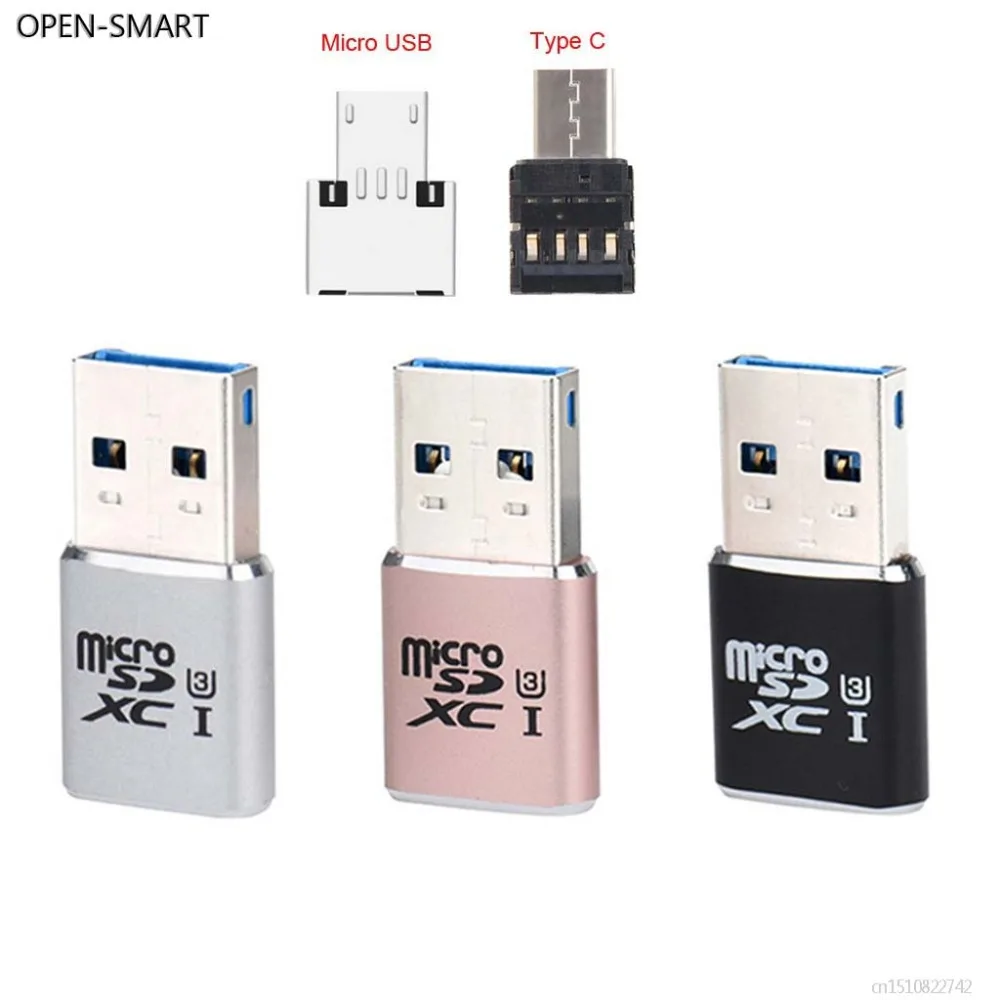 Открытым смарт Micro Тип usb C USB 3,0 Micro SD Card Reader для портативных ПК для Macbook S9 Note8