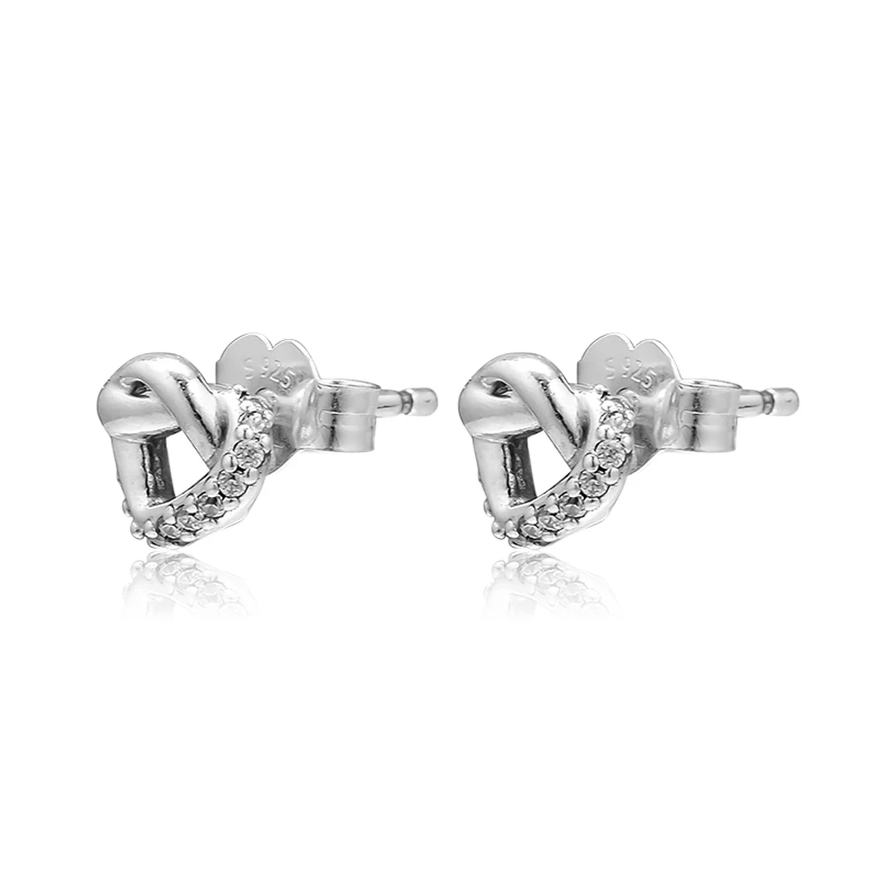 

Knotted Heart Stud Earrings Sterling Silver Jewelry Stud Earrings For Woman Wedding Fashion Elegant Earrings