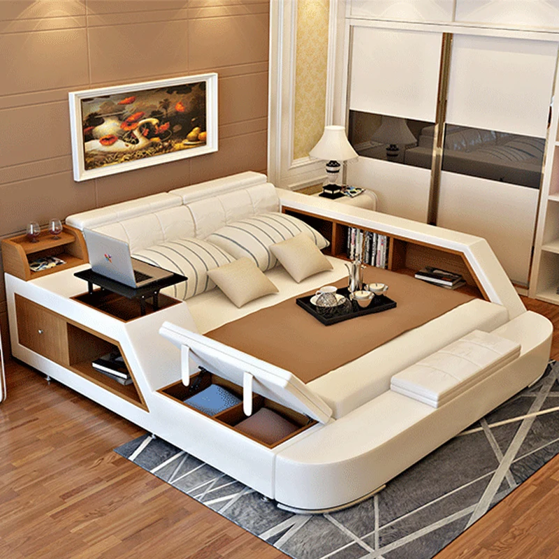 Compra de cuero moderno muebles del dormitorio online al por mayor ...