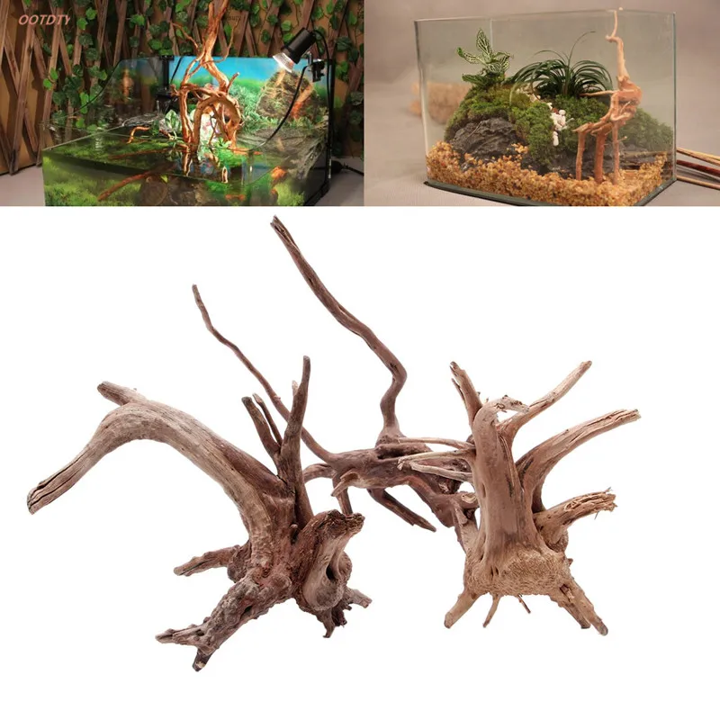 

OOTDTY Wood Natural Trunk Driftwood Tree Aquarium Fish Tank Plant Decoration Ornament