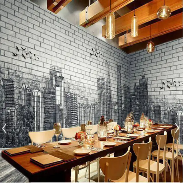 Urban Architecture Black White Hand Painted Brick Wall 3d