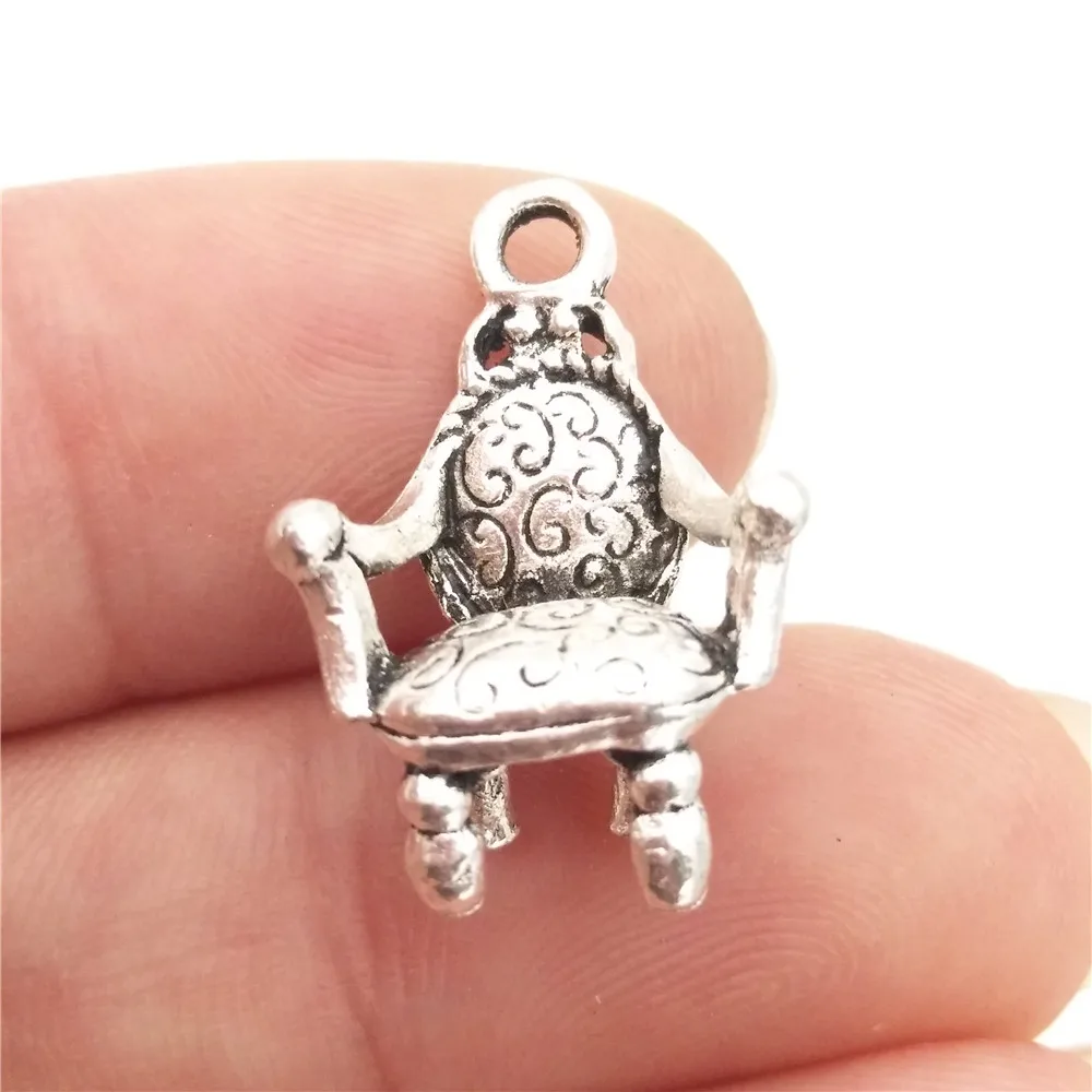 BULK 30 Zinc Alloy Vintage Style Chair Charms Antique Silver Plated Pendant Jewelry Accessory 14*20mm 2g