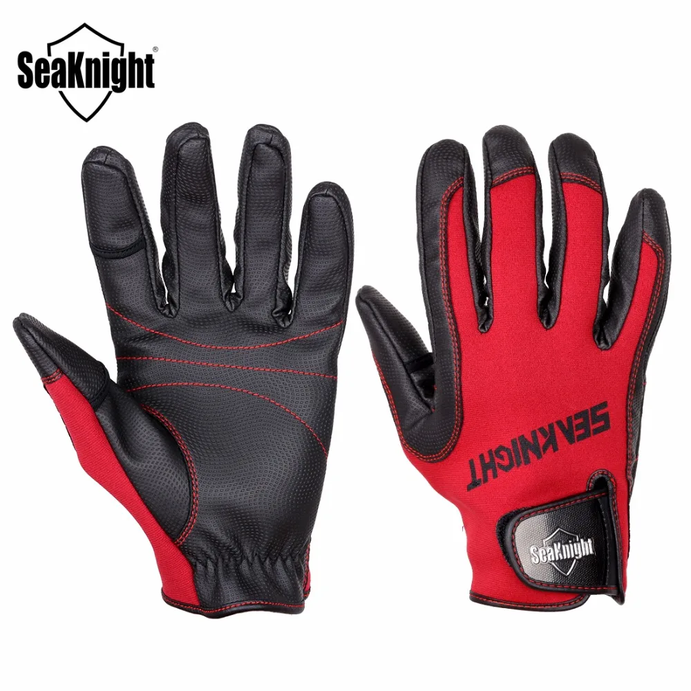 

Close out SeaKnight SK02 Fishing Gloves Full Finger Neoprene PU Breathable Leather Gloves Warm Protect XL 1 Pair
