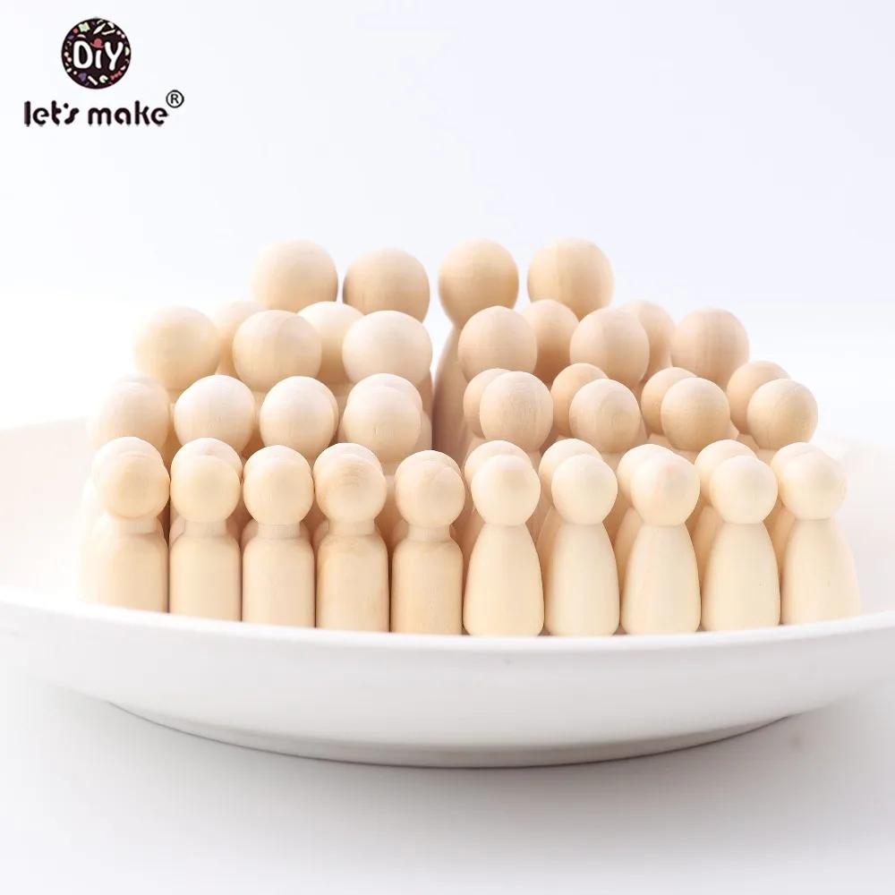 

Let's Make 50pcs Wooden Peg Dolls DIY Crafts Unfinished Wooden People Male/Female Dolls Natural Smooth For Paint Teething Toys